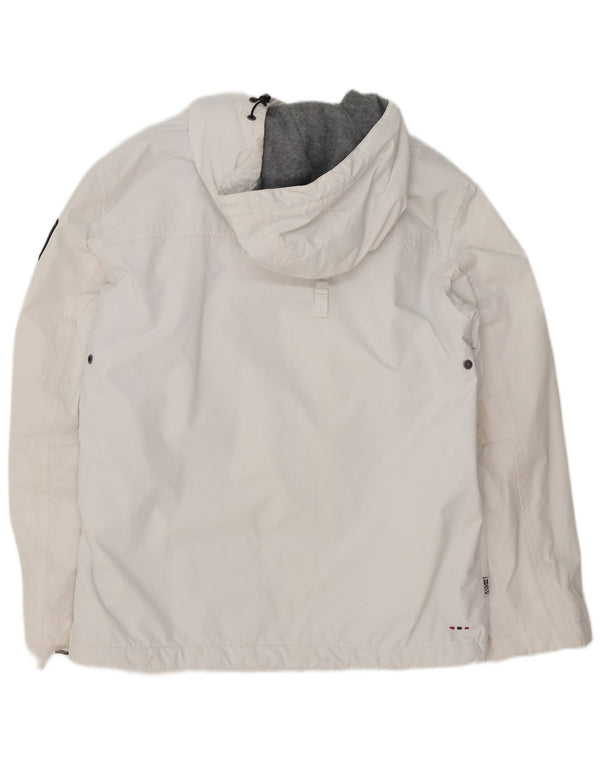 Napapijri Herre Regular Fit Grafisk Hætte Anorak Jakke UK 40 Large White