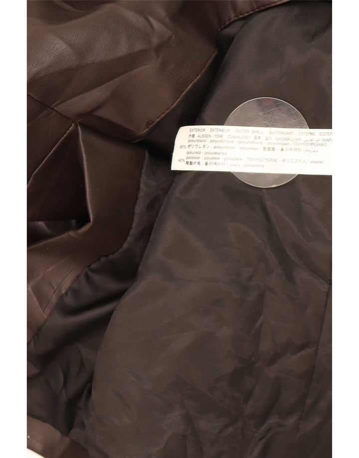 Zara Dame 1 knap imiteret læder blazerjakke UK 14 Medium Brun