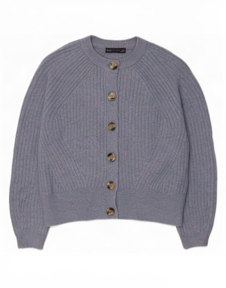 Marks & Spencer Dame Cardigan Sweater UK 14 Medium Blue Acryl