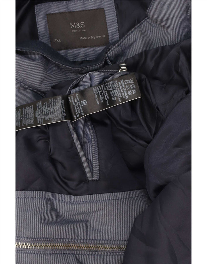 Marks & Spencer Herre Bomber Jacket UK 46 3XL Blå Colourblock Bomuld