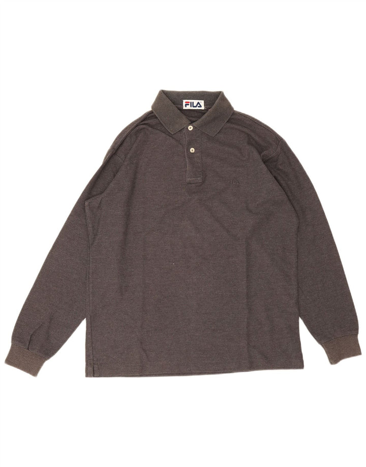 Fila Langærmet Polo Shirt til mænd, lille grå bomuld