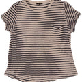 Massimo Dutti Dame T-Shirt Top UK 14 Medium Hvid Stribet