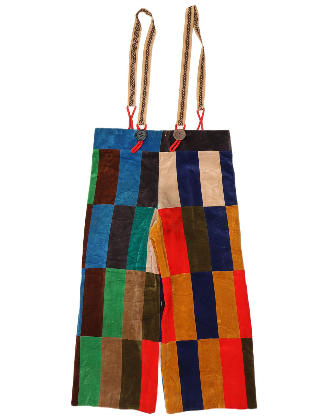 Vintage fløjlsbukser til kvinder W26 L26 flerfarvet patchwork