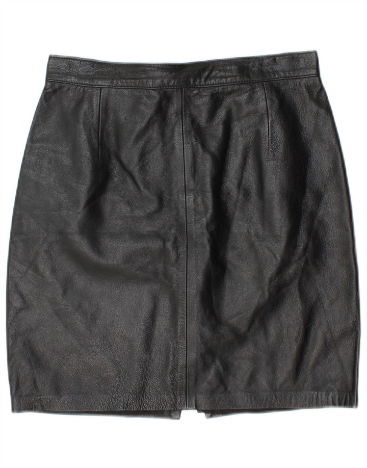 MARY ALBERT Dame Læder Nederdel IT 44 Medium W28 Sort Læder