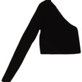 Zara Womens Crop One Shoulder Top UK 8 Small Black Viscose