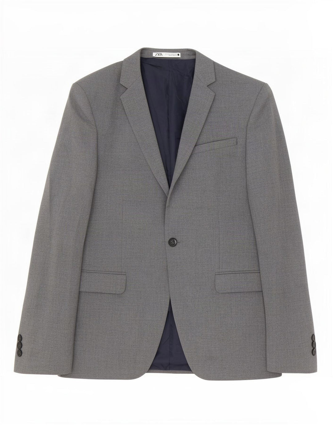 Zara Herre 1-knap blazerjakke EU 44 XS Grå Polyester