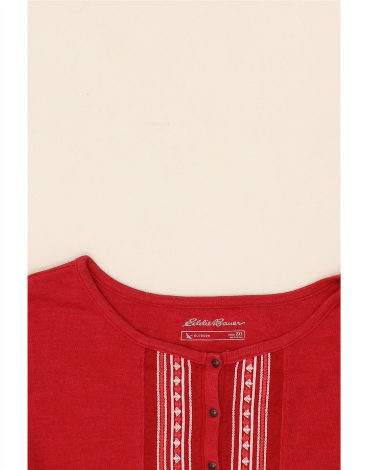EDDIE BAUER Womens Top Long Sleeve UK 20 2XL Red Cotton Vintage Eddie Bauer and Second-Hand Eddie Bauer from Messina Hembry 