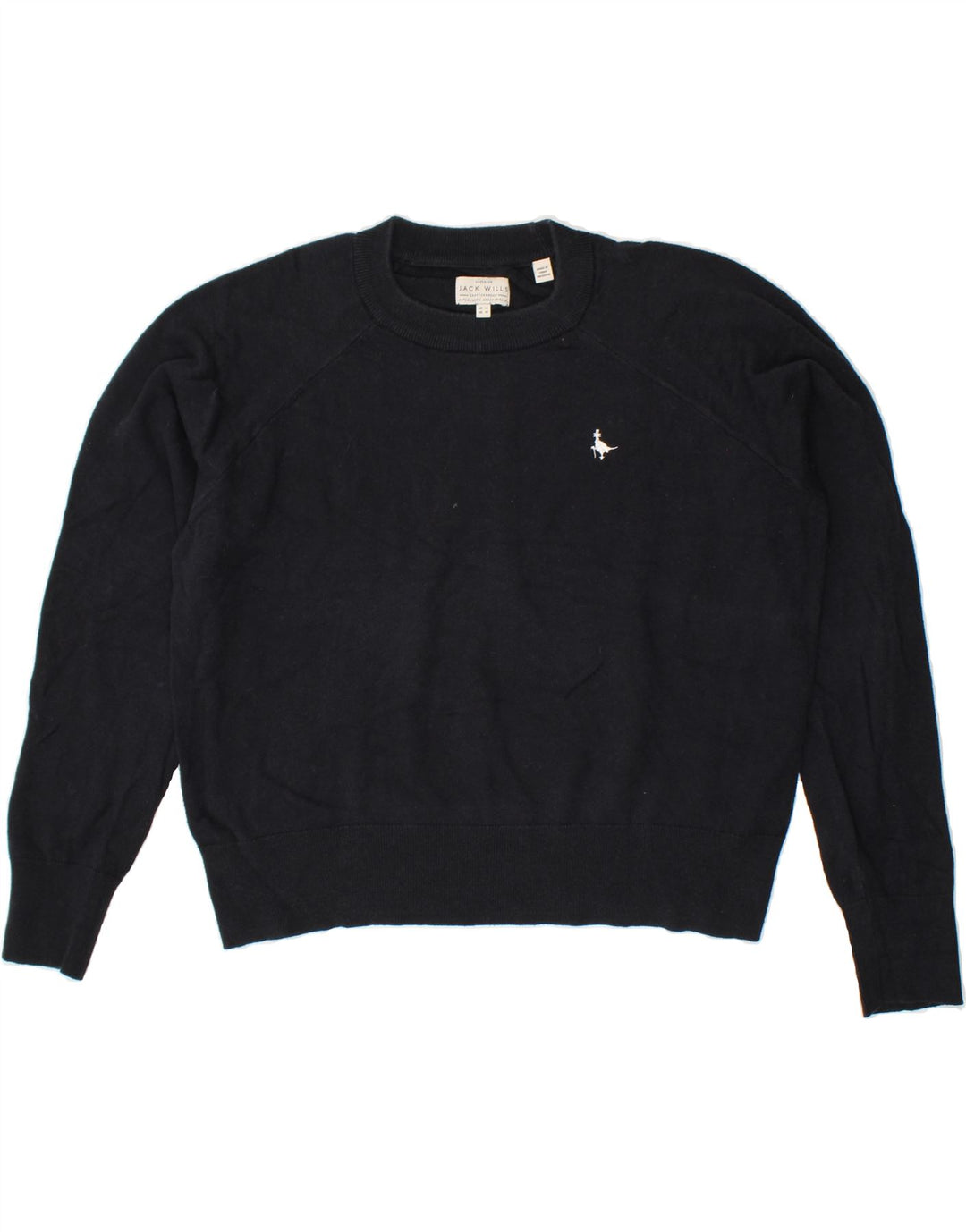 JACK WILLS Womens Crew Neck Jumper Sweater UK 14 Medium Navy Blue Cotton Vintage Jack Wills and Second-Hand Jack Wills from Messina Hembry 