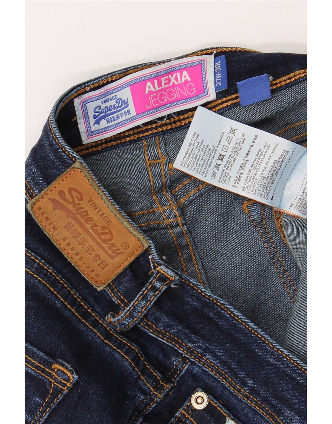 Superdry Alexia Jegging Jeans til kvinder W27 L30 Marineblå bomuld