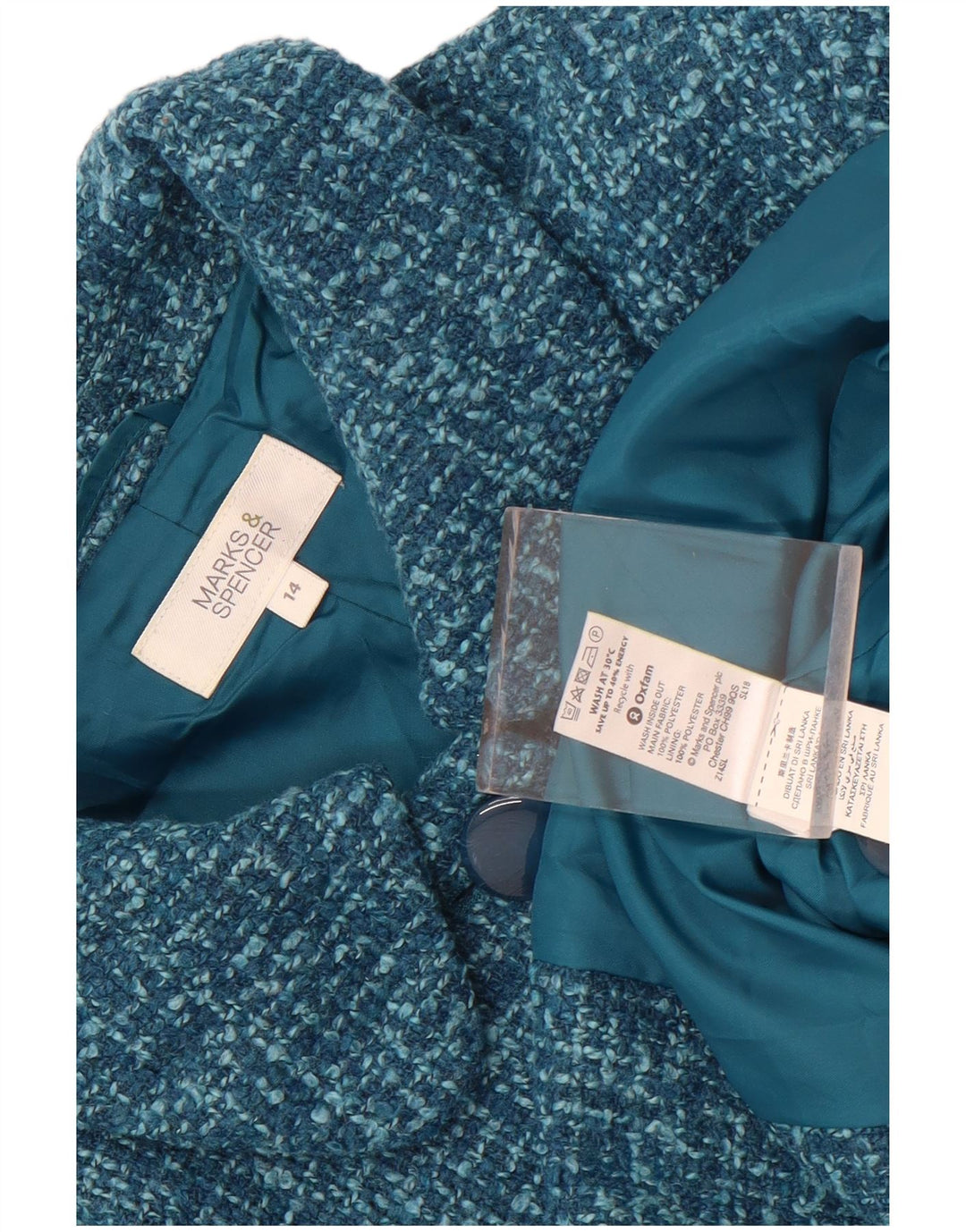 Marks & Spencer Dame 4-knaps blazerjakke UK 14 Medium Blue Polyester