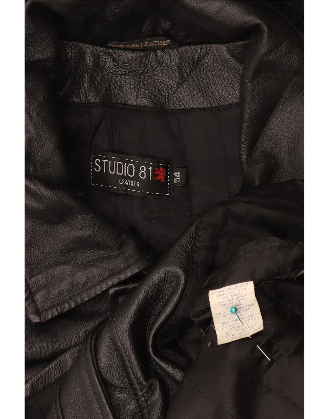 Studio 81 Herre Hooded Læderfrakke IT 54 2XL Sort Læder