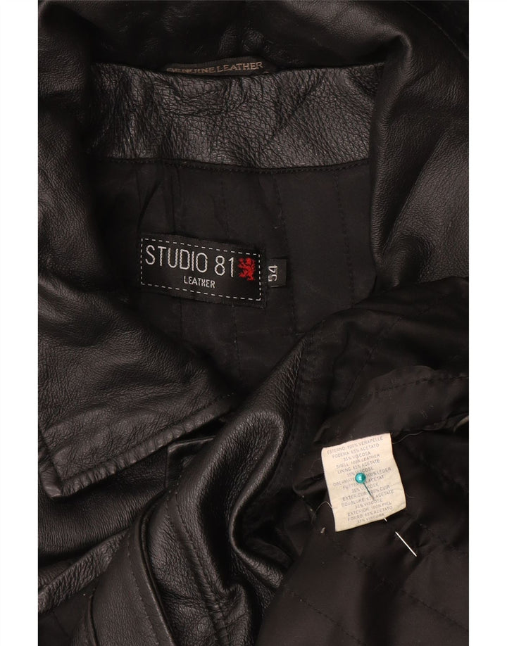 Studio 81 Herre Hooded Læderfrakke IT 54 2XL Sort Læder