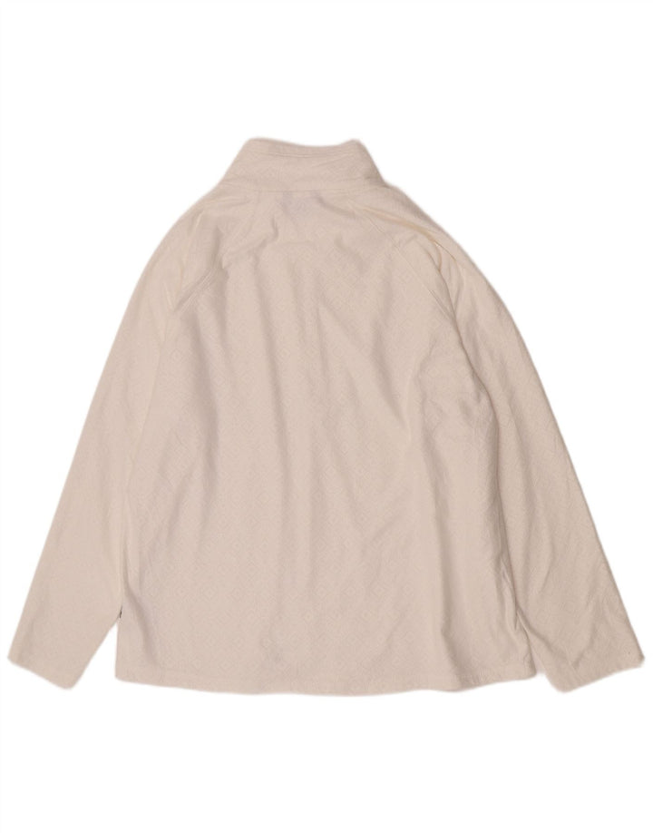 Eddie Bauer Womens Zip Neck Pullover Træningsdragt Top UK 18 XL Hvid Geometrisk