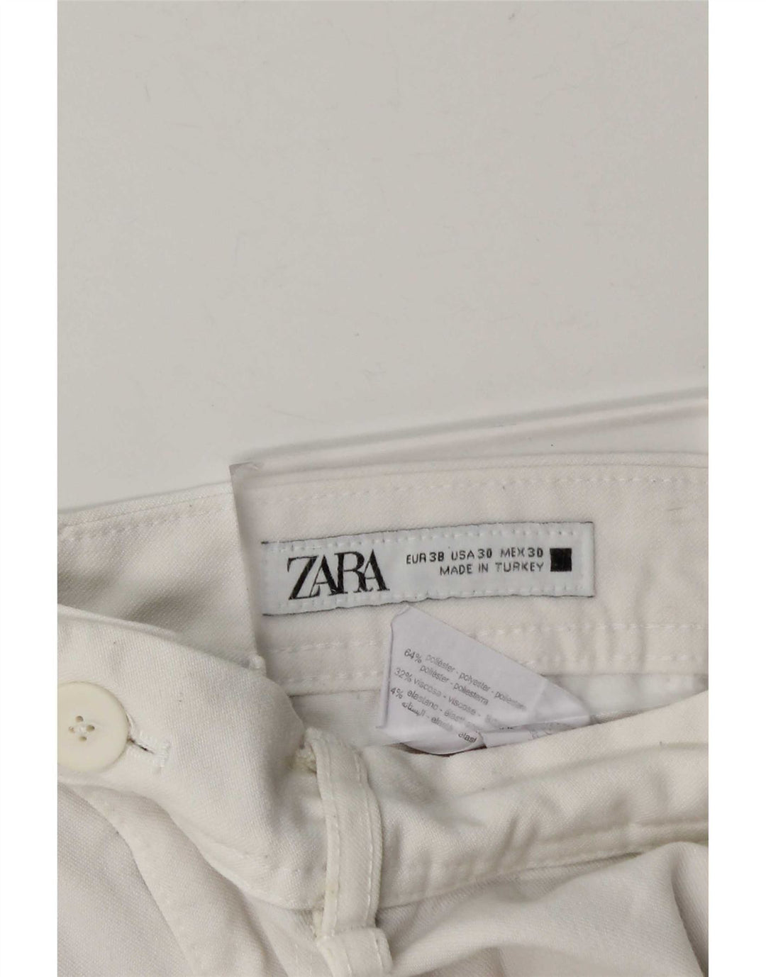 Zara Herre Slim Chino Bukser EU 38 Small W30 L28 Hvid Polyester