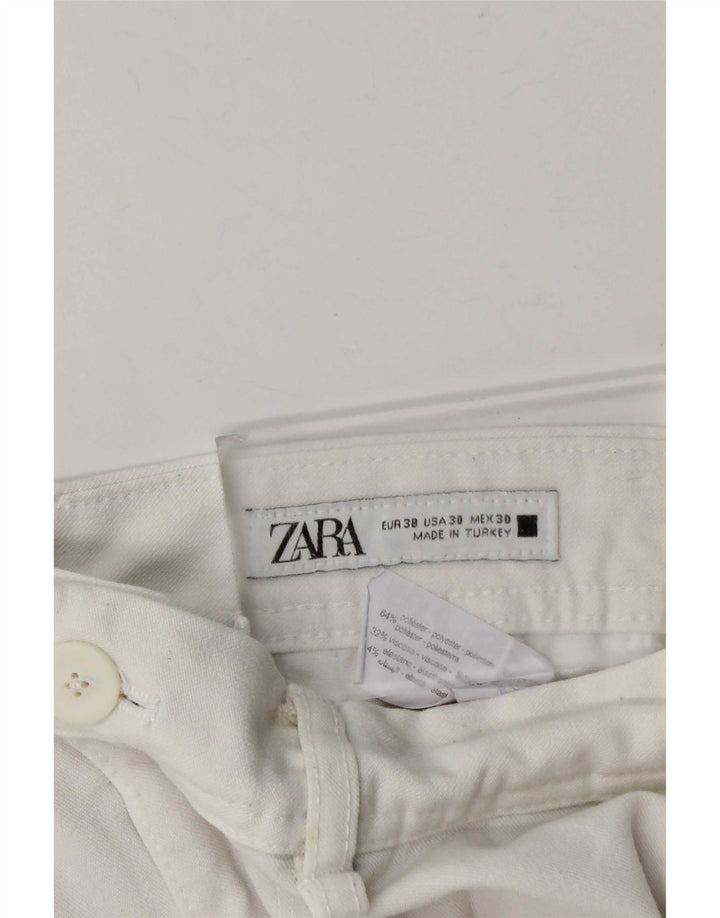 Zara Herre Slim Chino Bukser EU 38 Small W30 L28 Hvid Polyester