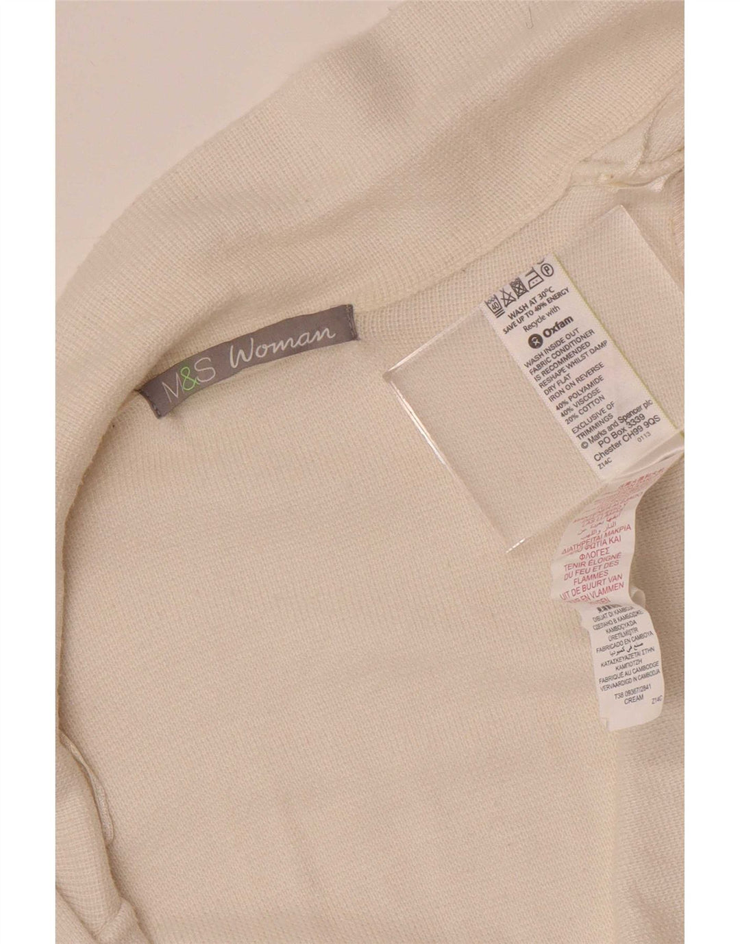 Marks & Spencer Womens Open Cardigan Sweater UK 14 Medium Beige Polyamid
