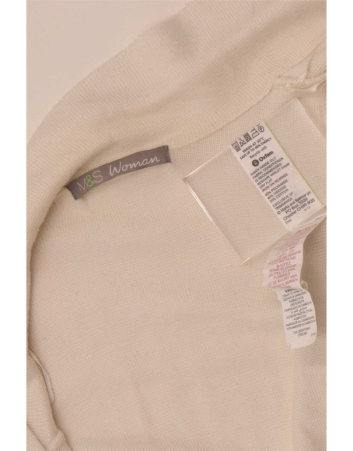 Marks & Spencer Womens Open Cardigan Sweater UK 14 Medium Beige Polyamid