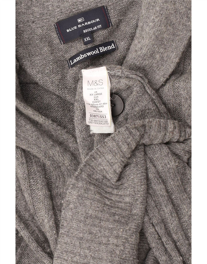 Marks & Spencer Herre Blue Harbor Cardigan Sweater 2XL Grå Flecked