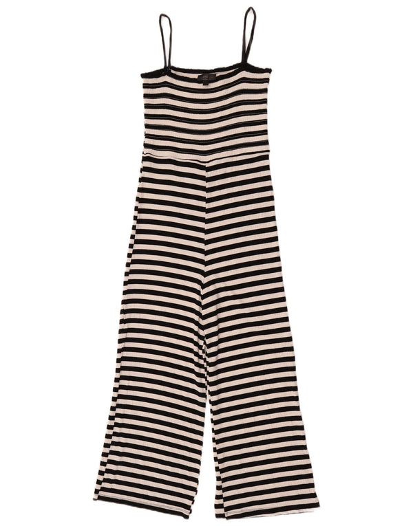 Topshop Dame Ærmeløs Jumpsuit UK 10 Small Sort Stribet Viscose