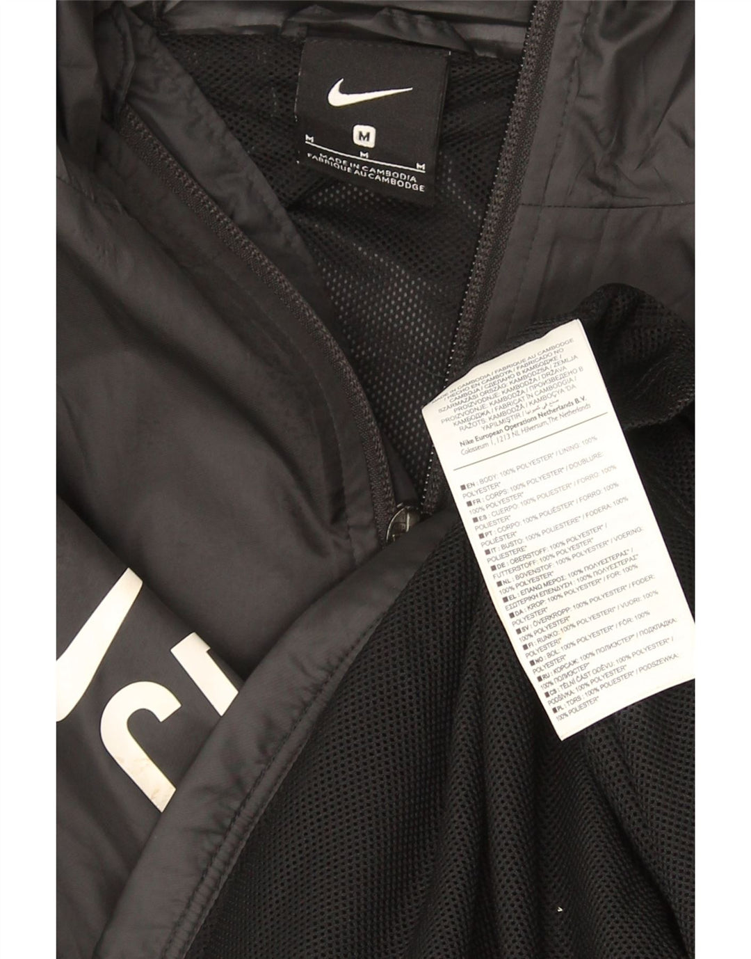 Nike Herre CR7 Grafisk Regnjakke med Hætte UK 38 Medium Sort Polyester
