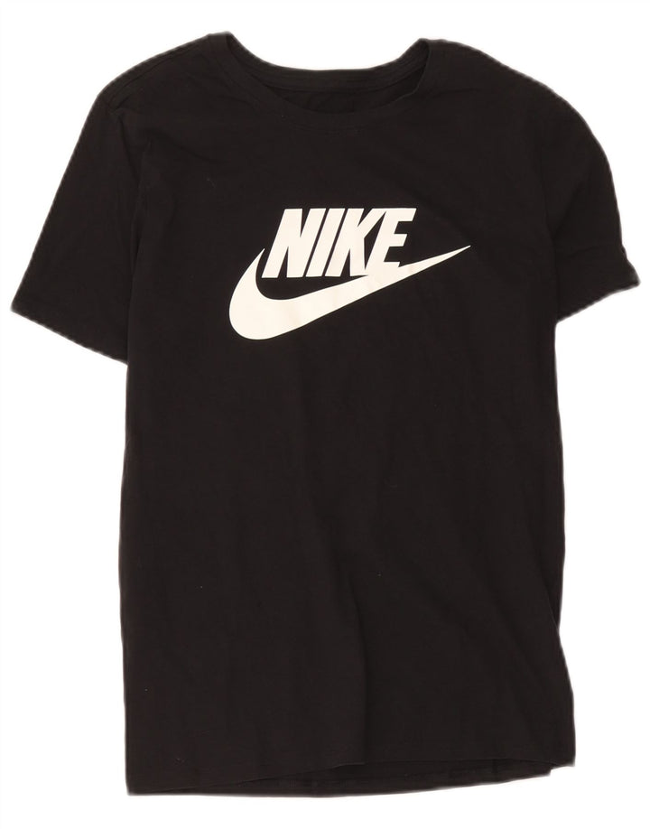 Nike Grafisk T-Shirt Top UK 12 Medium Sort Bomuld