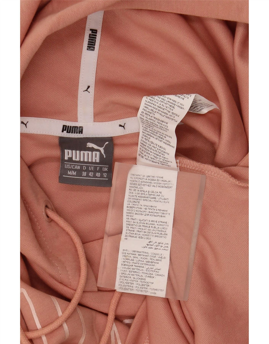 PUMA Dame Oversized Crop Grafisk Hoodie Jumper UK 12 Medium Pink