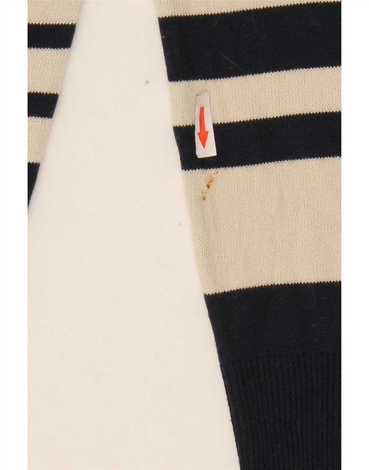 Marks & Spencer Dame V-hals sweater UK 12 Medium Off White Stribet