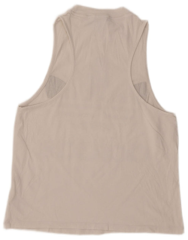 Adidas Kvinder Grafisk Vest Top UK 12 Medium Hvid Bomuld