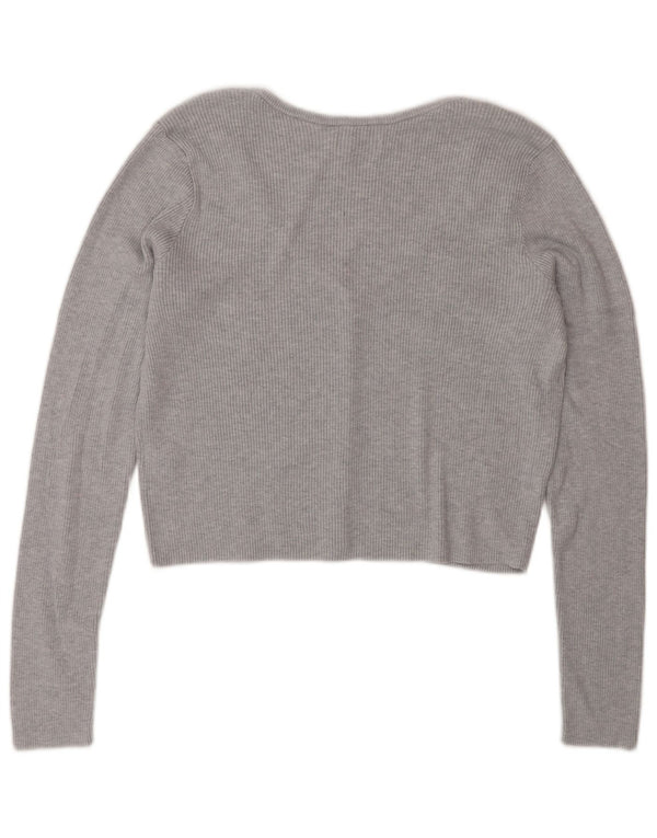 Hollister Womens Crop Cardigan Top UK 18 XL Grå Bomuld