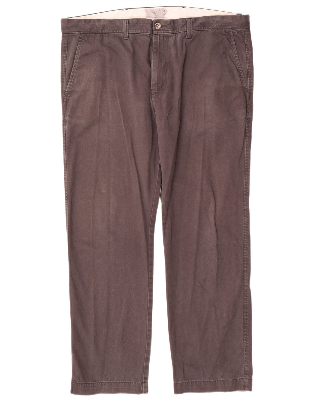 Marks & Spencer Straight Chino-bukser til mænd W40 L29 Grå bomuld