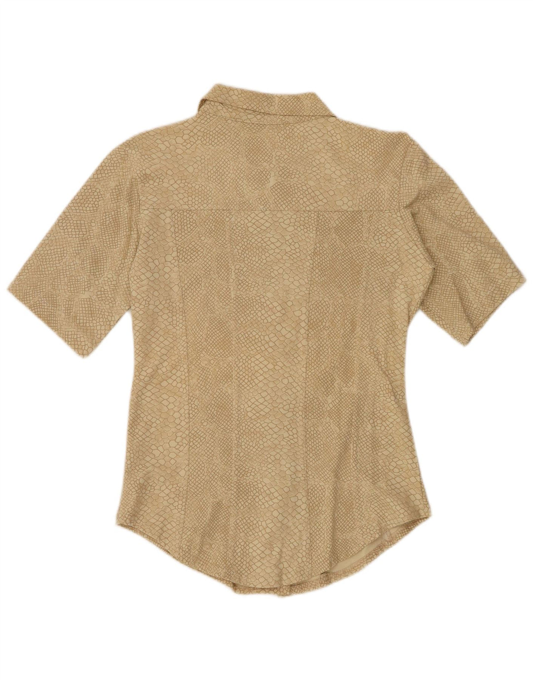 VINTAGE kvinders abstrakt mønster skjorte UK 12 Medium Beige Animal Print