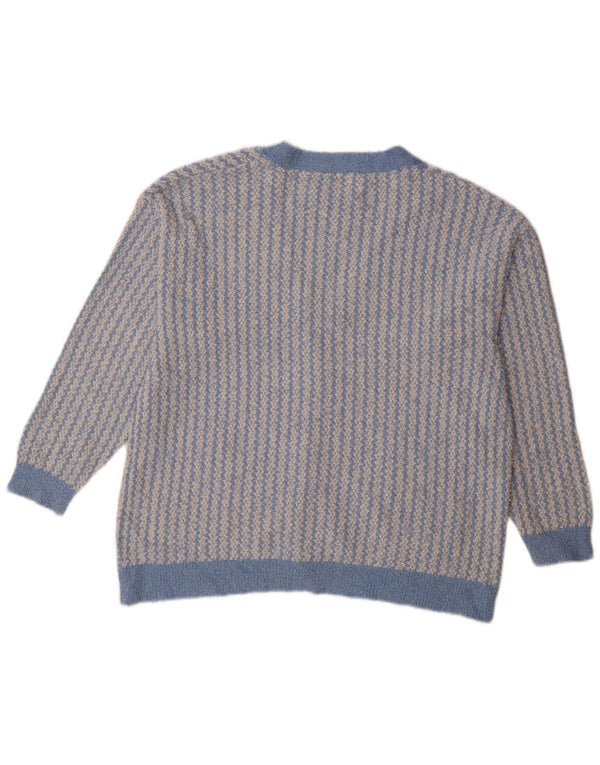 Zara Dame oversized cardigan sweater UK 14 Medium Blue Geometrisk Bomuld
