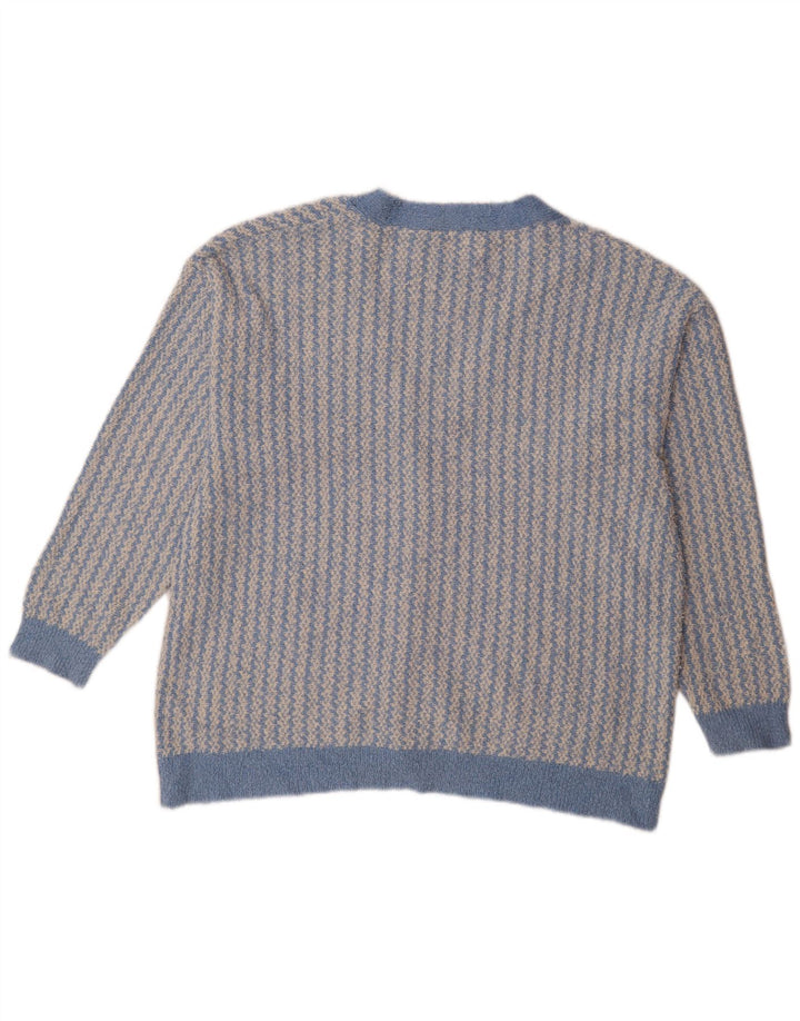 Zara Dame oversized cardigan sweater UK 14 Medium Blue Geometrisk Bomuld