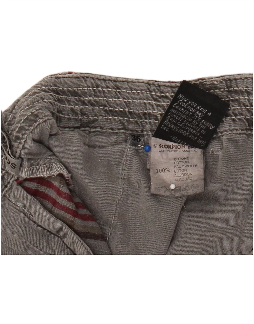 Scorpion Bay Herre Cargo Shorts W36 store grå ternet bomuld