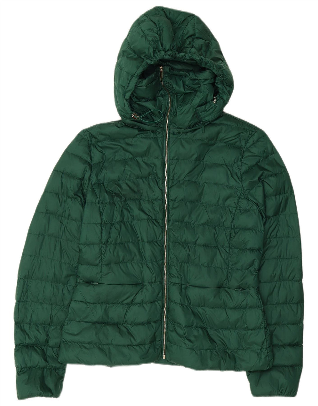 MASSIMO DUTTI Womens Hooded Padded Jacket UK 14 Large Green Nylon