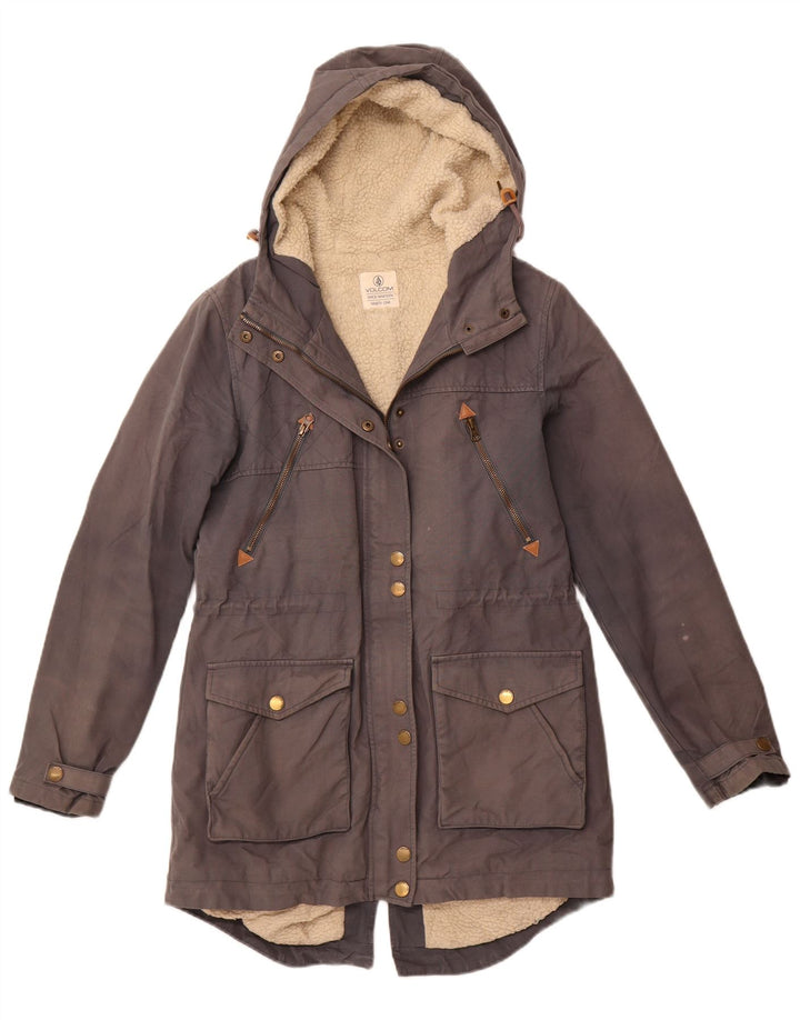 VOLCOM Sherpa Parkajakke med hætte til kvinder US 10 Stor grå bomuld