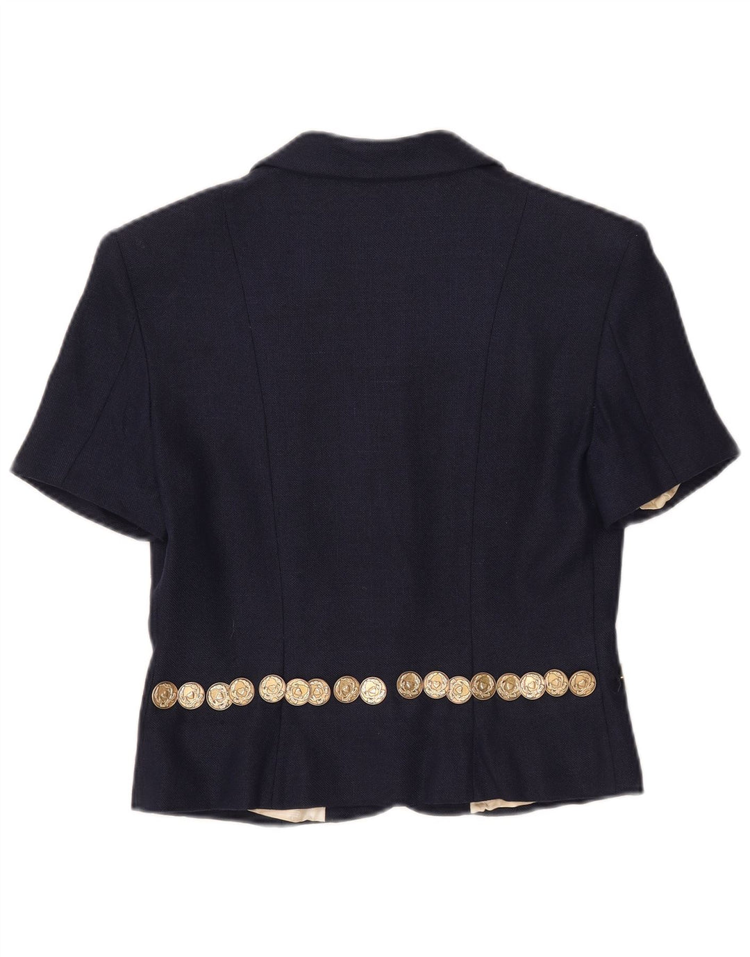Moschino Dame 3-knaps kortærmet blazerjakke UK 14 Large Navy Blue
