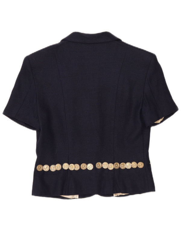 Moschino Dame 3-knaps kortærmet blazerjakke UK 14 Large Navy Blue