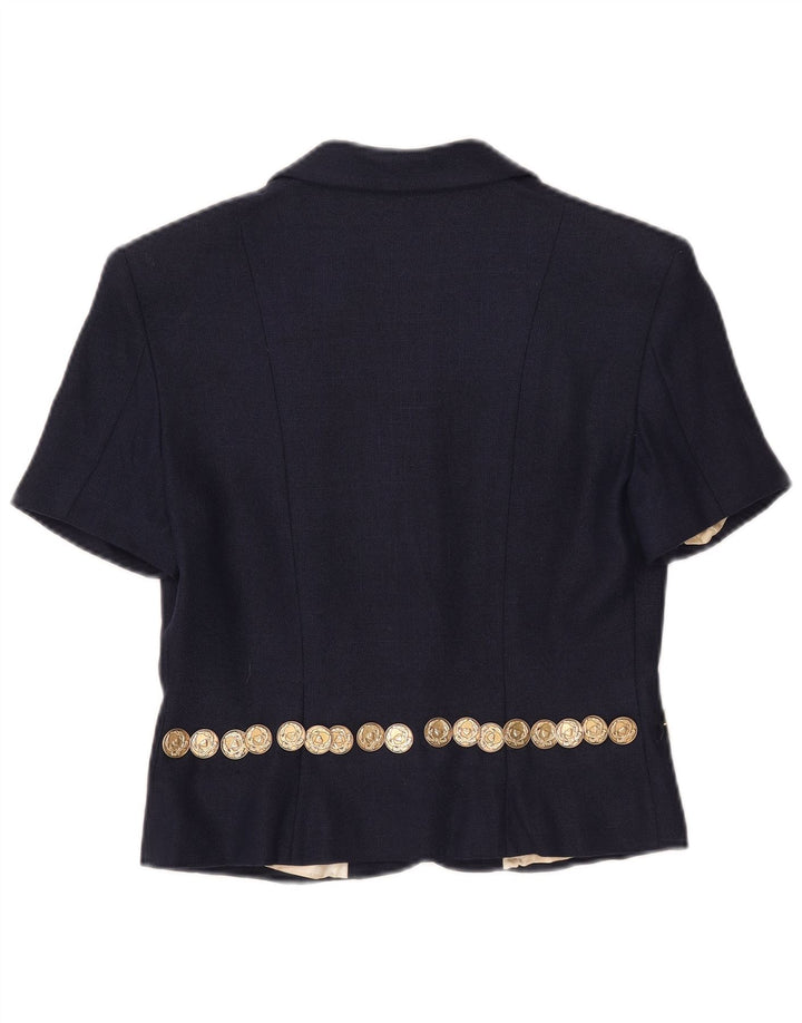 Moschino Dame 3-knaps kortærmet blazerjakke UK 14 Large Navy Blue