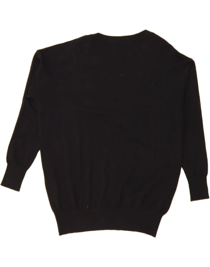 TRUSSARDI JEANS Mens V-Neck Jumper Sweater Large Black Viscose Vintage Trussardi Jeans and Second-Hand Trussardi Jeans from Messina Hembry 