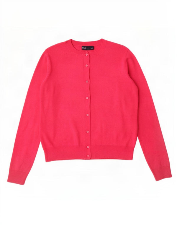 Marks & Spencer Womens Crop Cardigan Sweater UK 12 Medium Pink Viscose