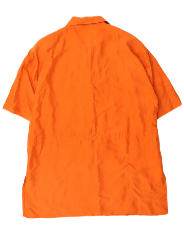 Vintage Kvinders Oversized Skjortekjole UK 12 Medium Orange Silke