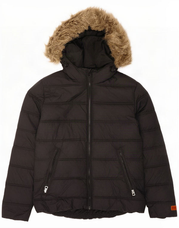 Jack & Jones Herre hættepolstret jakke UK 38 Medium Sort Nylon