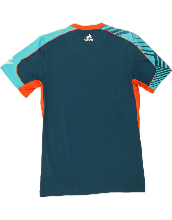 ADIDAS Mens Climacool T-Shirt Top Small Blue Colourblock Polyester Vintage Adidas and Second-Hand Adidas from Messina Hembry 