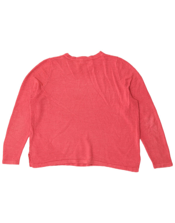 Marks & Spencer Dame Boat Neck Jumper Sweater UK 18 XL Rød Akryl
