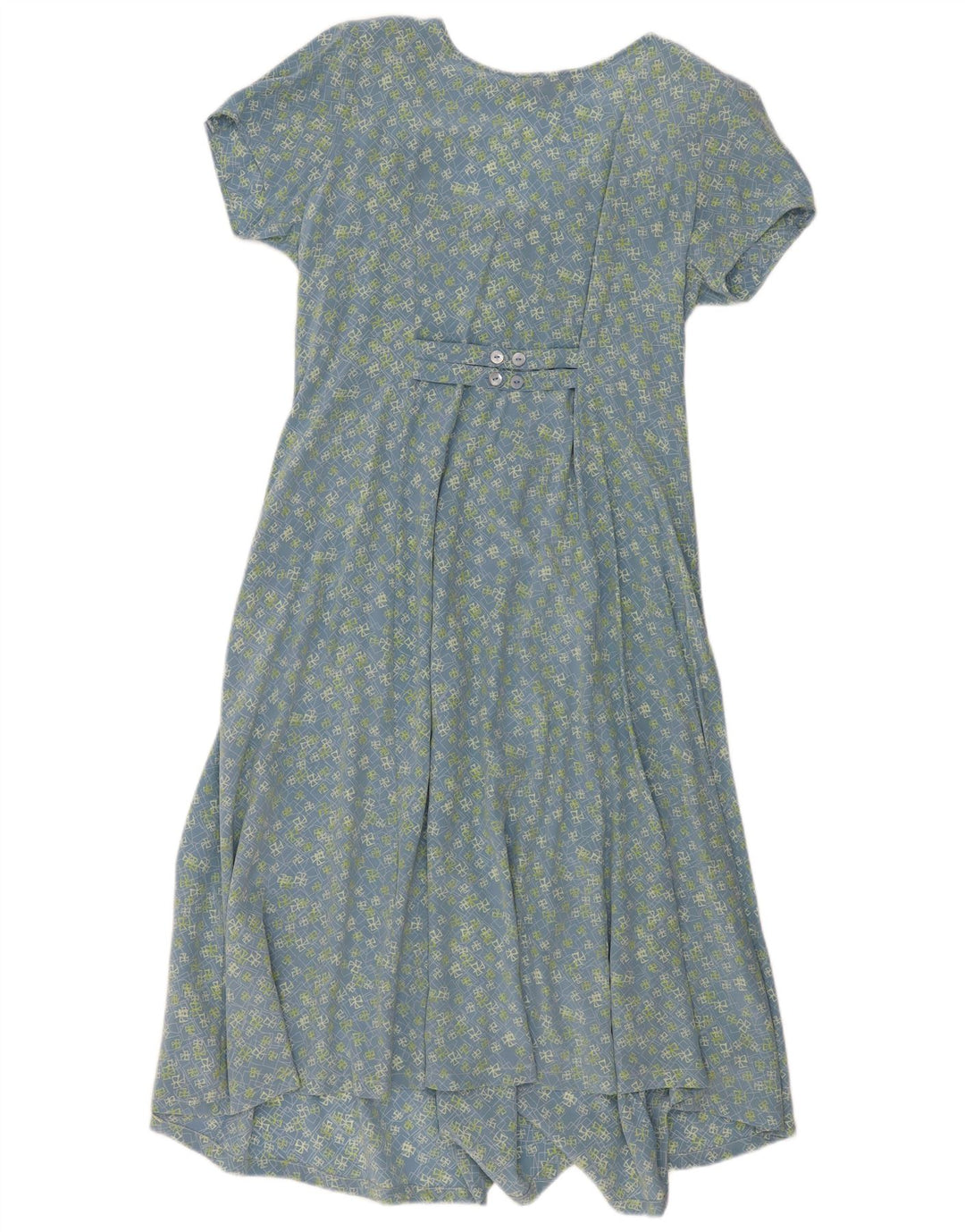 Blunauta Dame Maxi Tea Dress IT 46 Large Blue Floral Silke
