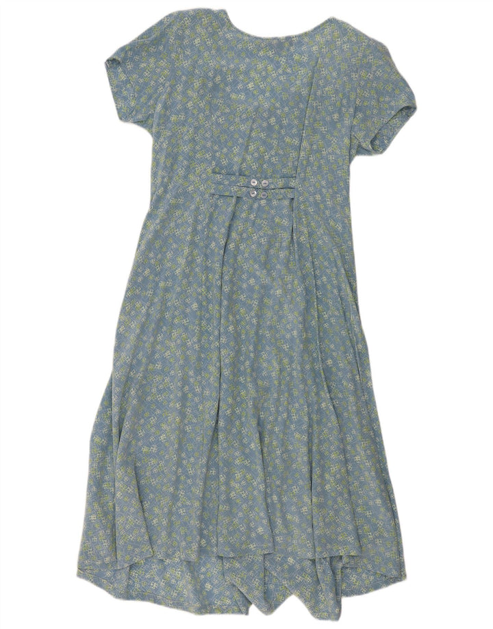 Blunauta Dame Maxi Tea Dress IT 46 Large Blue Floral Silke