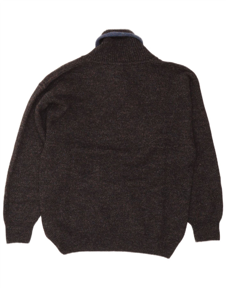Vintage herre sjal hals sweater mellem marineblå uld