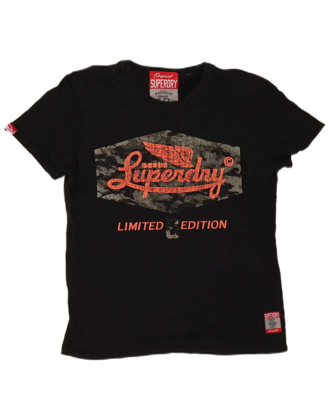 Superdry Grafisk T-shirt top til mænd, stor sort bomuld