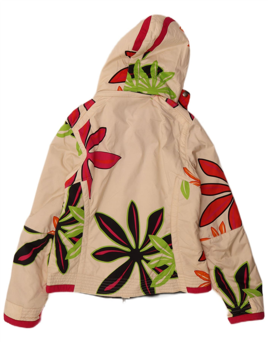 Sportalm Dame Hætte Skijakke EU 38 Medium Off White Blomsterpolyamid